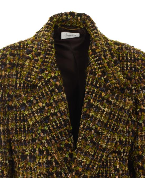 26FW 생로랑 싱글 브레스트 트위드 자켓 871063 Y3L803113 GREEN - SAINT LAURENT