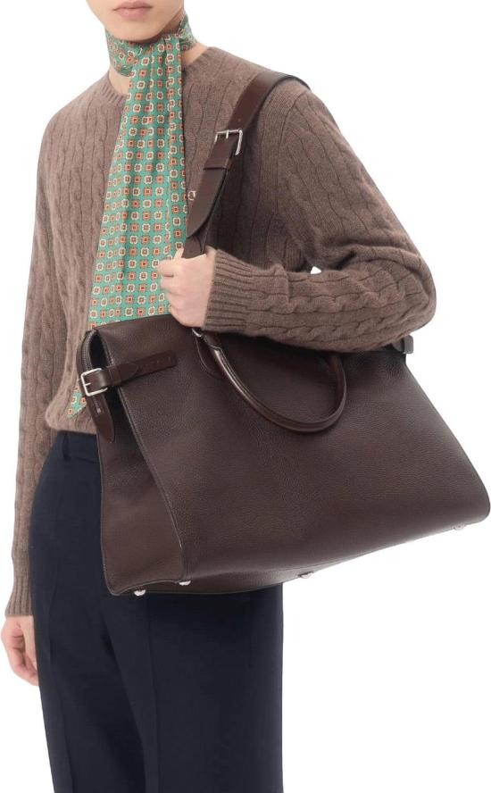 26FW 발렌티노 가라바니 토트백 VALENTINO9Y2B0T66GYM3AKANTIBESLARGEDOUBLEHANDLEWEEKENDBAGDARKBROWN - VALENTINO GARAVANI