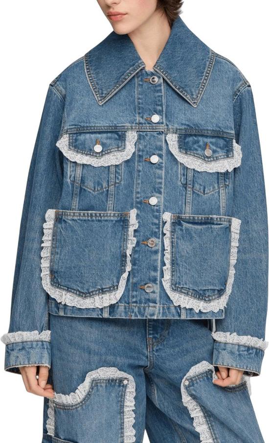 26FW 가니 데님 자켓 GANNIA1010200569RIGIDDENIMLACEJACKETDENIMJACKETSBLUE - GANNI