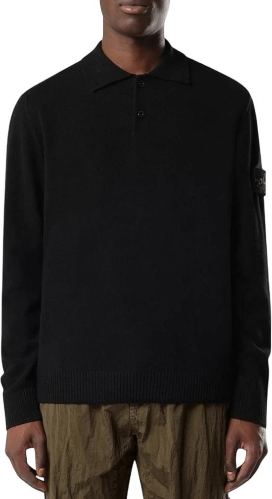 26FW 스톤 아일랜드 폴로 티셔츠 STONEISLANDL2S155100018S00B4V0029LIGHTRWSGEELONGWOOLPOLOSHIRTBLACK - STONE ISLAND