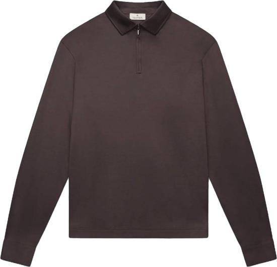 26FW 발렌차 폴로 티셔츠 SUPIMAZIPCOLLARLONGSLEEVEPOLOSHIRT BROWN
