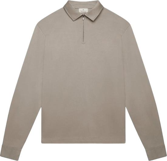 26FW 발렌차 폴로 티셔츠 SUPIMAZIPCOLLARLONGSLEEVEPOLOSHIRTCOPY TAUPE