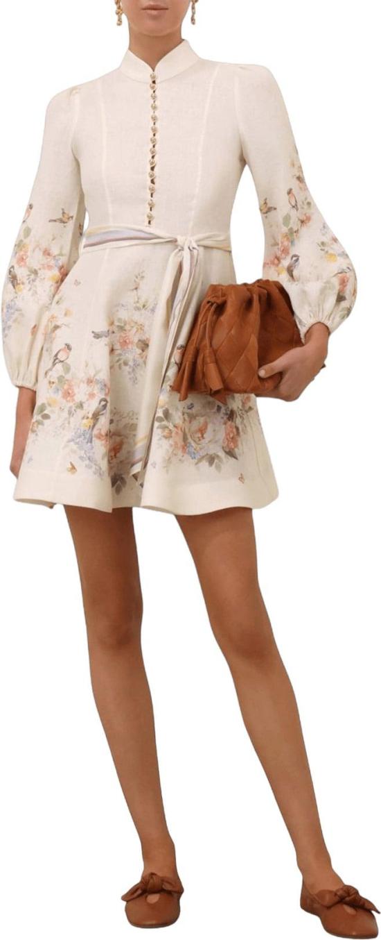 26FW 짐머만 숏 원피스 ZIMMERMANN9142DF261CRBQVALIANTBUTTONMINIDRESSOFFWHITEDESSIN - ZIMMERMANN