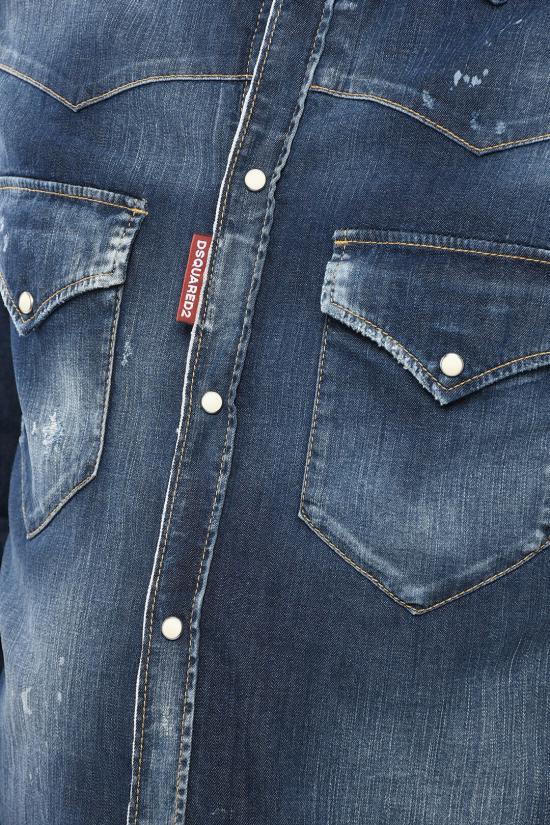  디스퀘어드2 패션 디스트레스드 웨스턴 셔츠 S74DM0935 S30341 470 Blue - DSQUARED2