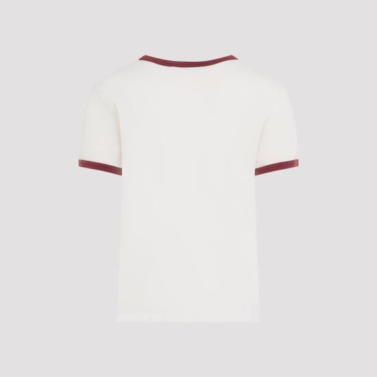 26FW 아크네 스튜디오 반팔 티셔츠 BL0442 CM7 OFF WHITE BURGUNDY - ACNE STUDIOS