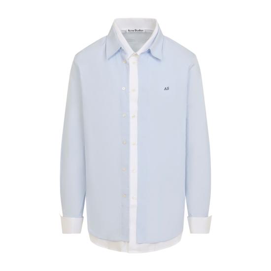 26FW 아크네 스튜디오 레이어드 버튼 코튼 셔츠 BB0708 AF2 BLUE WHITE - ACNE STUDIOS