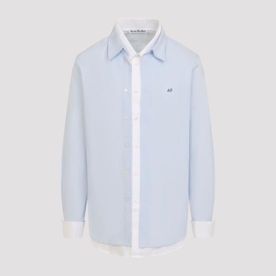 26FW 아크네 스튜디오 레이어드 버튼 코튼 셔츠 BB0708 AF2 BLUE WHITE - ACNE STUDIOS