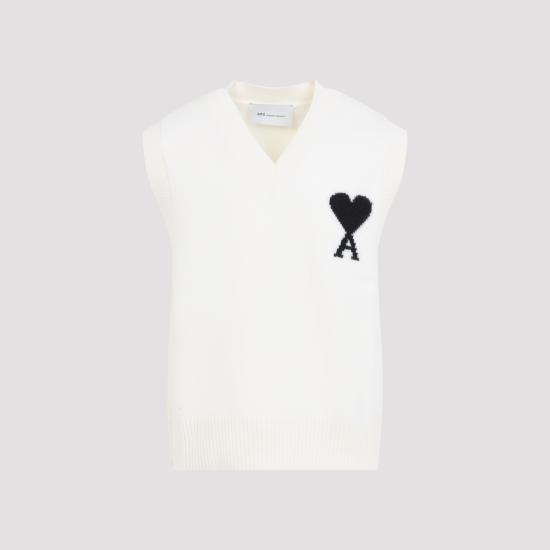 26FW 아미 니트 베스트 UKS902 018 151 OFF WHITE BLACK