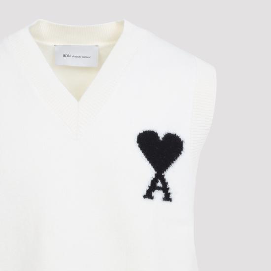 26FW 아미 니트 베스트 UKS902 018 151 OFF WHITE BLACK - AMI