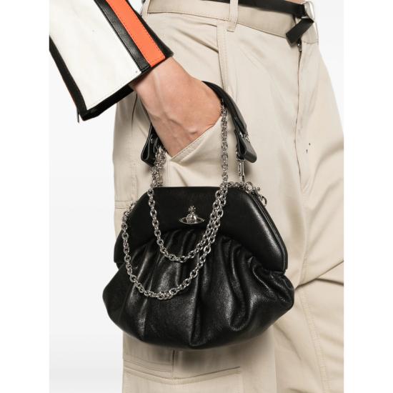 26FW 비비안웨스트우드 사피아노 탑핸들 클러치 파우치 49030001W L00BX N401 BLACK - VIVIENNE WESTWOOD
