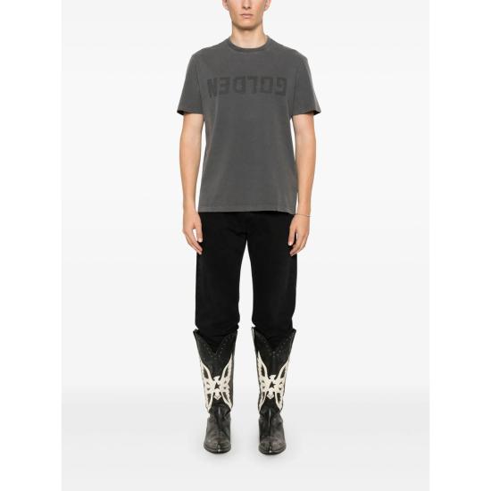 26FW 골든구스 골든 로고 프린트 반팔 티셔츠 GMP01220 P000671 60318 GREY - GOLDEN GOOSE