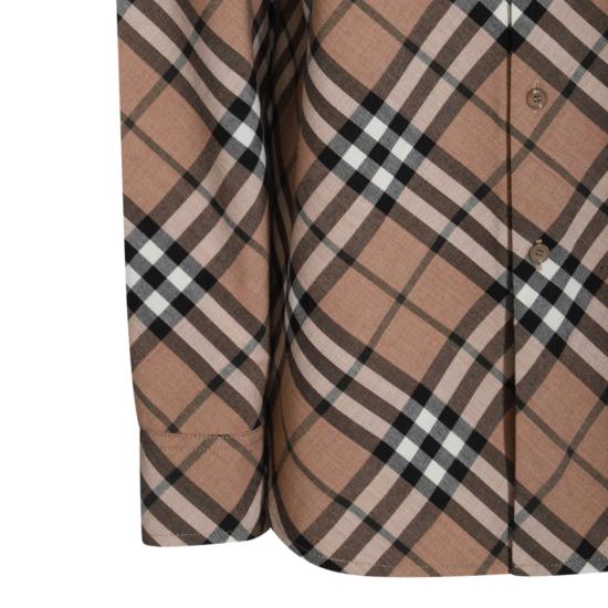  버버리 체크 울 블렌드 셔츠 8093314C1202 Brown - BURBERRY