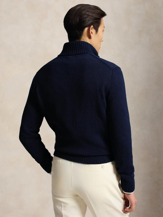 26FW 랄프 로렌 집업 니트 Cotone con Mezza Zip Blu의 말리아 - RALPH LAUREN