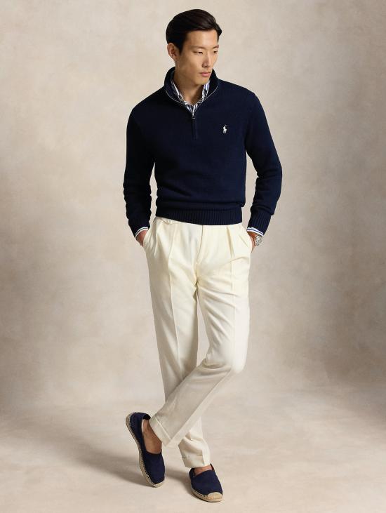 26FW 랄프 로렌 집업 니트 Cotone con Mezza Zip Blu의 말리아 - RALPH LAUREN