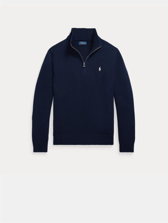 26FW 랄프 로렌 집업 니트 Cotone con Mezza Zip Blu의 말리아 - RALPH LAUREN