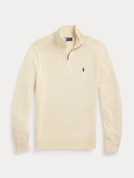 26FW 랄프 로렌 집업 니트 말리아 인 코튼 콘 메짜 집 크레마 - RALPH LAUREN