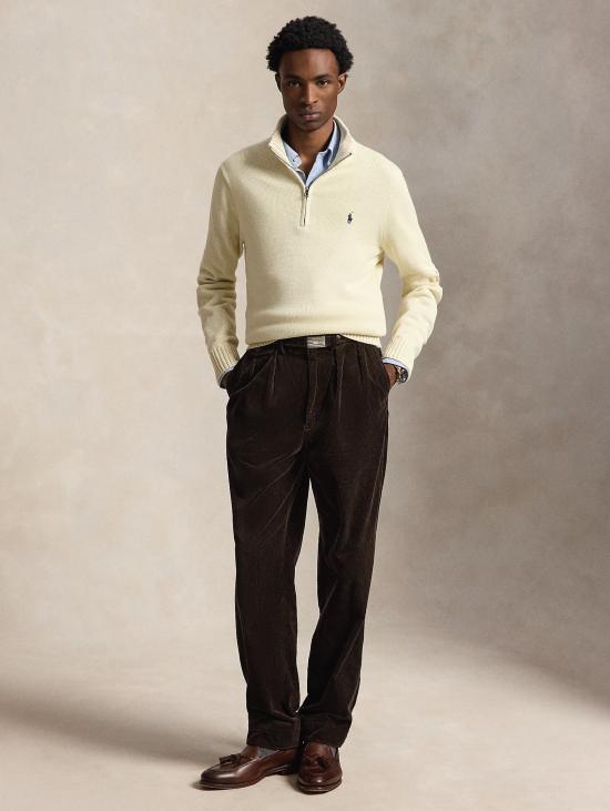 26FW 랄프 로렌 집업 니트 말리아 인 코튼 콘 메짜 집 크레마 - RALPH LAUREN