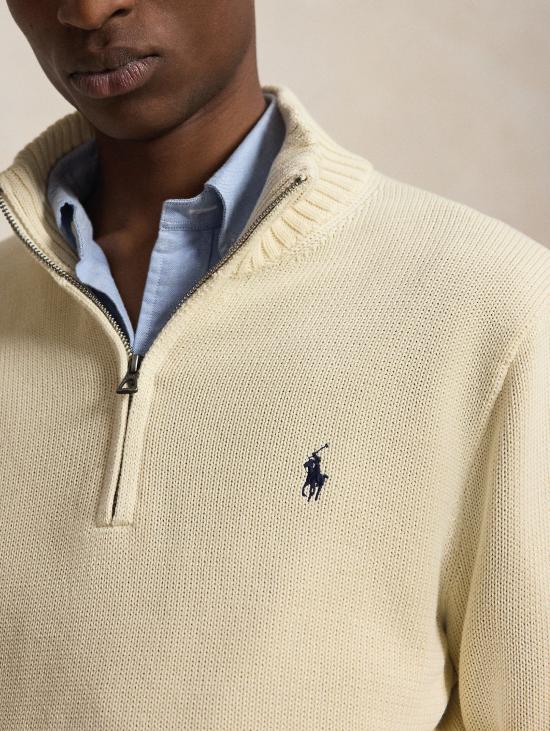 26FW 랄프 로렌 집업 니트 말리아 인 코튼 콘 메짜 집 크레마 - RALPH LAUREN