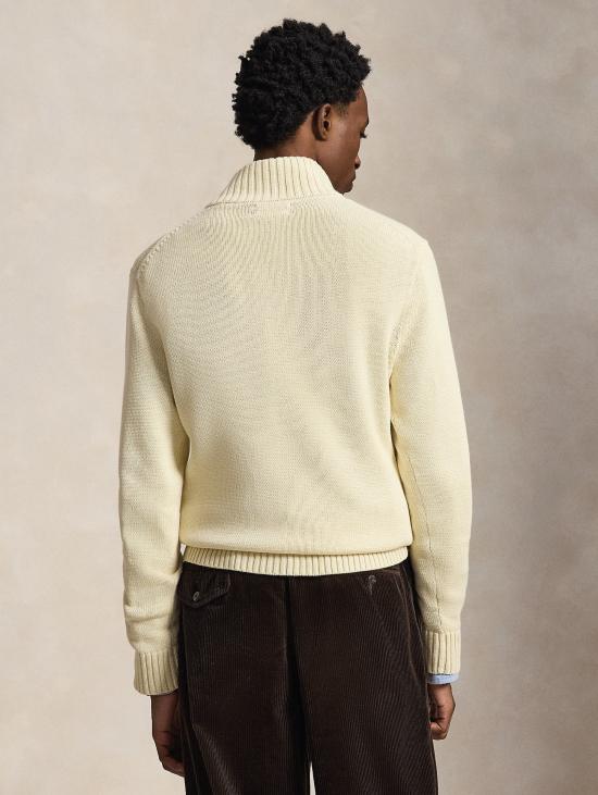 26FW 랄프 로렌 집업 니트 말리아 인 코튼 콘 메짜 집 크레마 - RALPH LAUREN