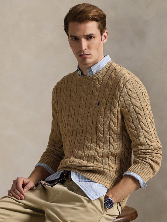 26FW 랄프 로렌 스웨터 Cotone a Trecce Cammello의 말리아 - RALPH LAUREN