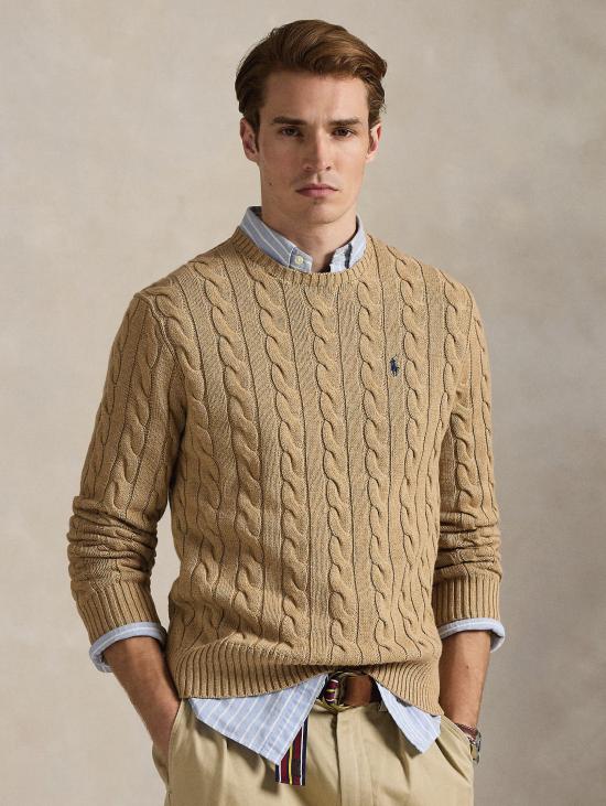 26FW 랄프 로렌 스웨터 Cotone a Trecce Cammello의 말리아
