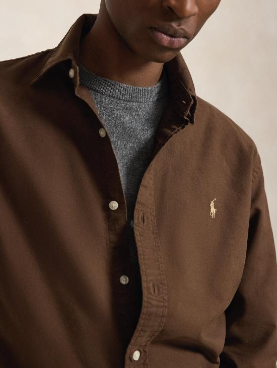 26FW 랄프 로렌 긴팔 셔츠 카미시아 옥스퍼드 커스텀 핏 틴타(Capo Marrone) - RALPH LAUREN