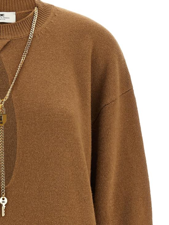 26FW 엘리자베타프랜치 미디 원피스 목걸이 드레스 브라운 - ELISABETTA FRANCHI