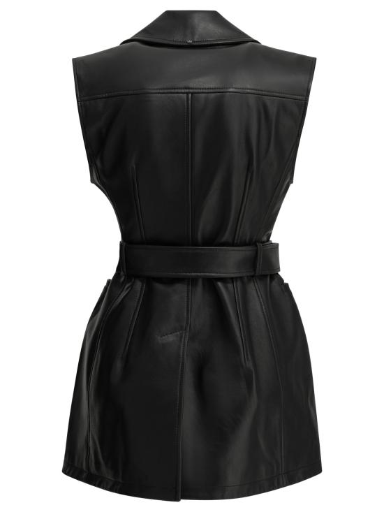 26FW 스포트막스 아우터 민소매 가죽 재킷 및 코트 블랙 - SPORTMAX