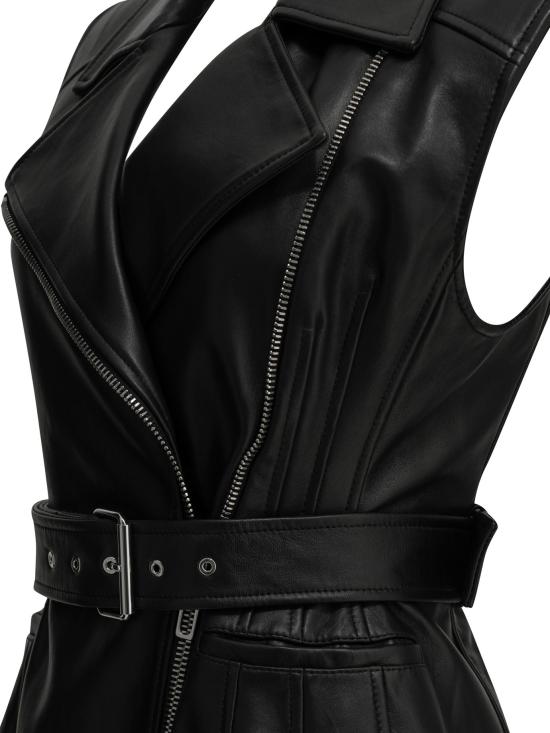26FW 스포트막스 아우터 민소매 가죽 재킷 및 코트 블랙 - SPORTMAX