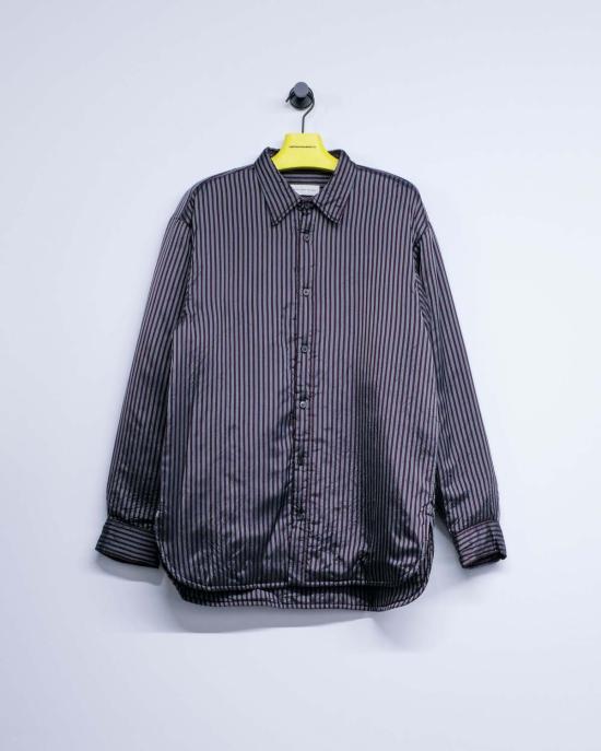  드리스 반 노튼 자켓 버건디 스트라이프 큐프로 크룸시 패딩 오버셔츠 버건디 - DRIES VAN NOTEN