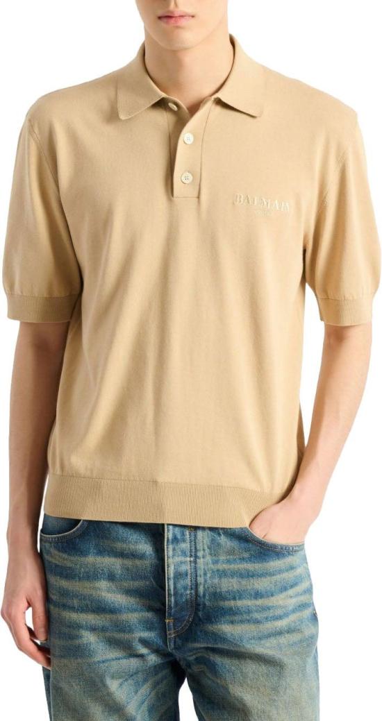 26FW 발망 폴로 티셔츠 HH1GB045KK240FR BEIGE - BALMAIN