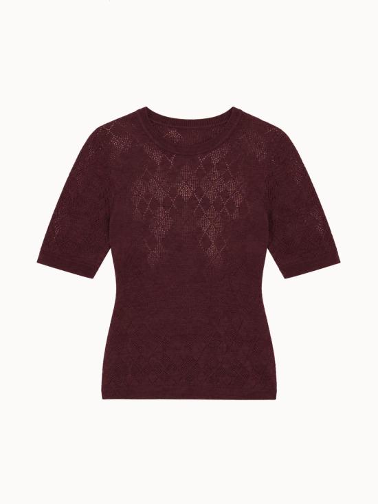 씨뉴욕 스웨터 Sea Ny Jane Argyle Crew Sweater Burgundy