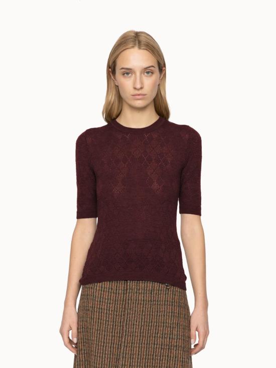  씨뉴욕 스웨터 Sea Ny Jane Argyle Crew Sweater Burgundy - SEA NY