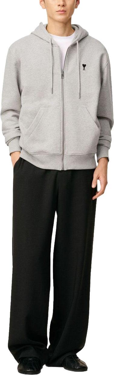 26FW 아미 스몰 하트 로고 코튼 후드 집업 HSW7657300951 LICHTGREY - AMI