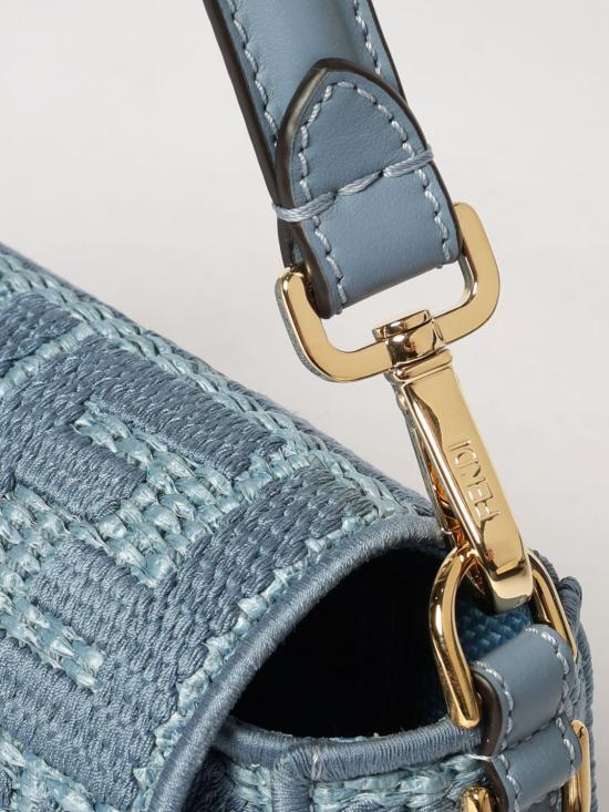 26FW 펜디 미디엄 위빙 라피아 바게트 백 8BR600AY6G F1X82 Blue - FENDI
