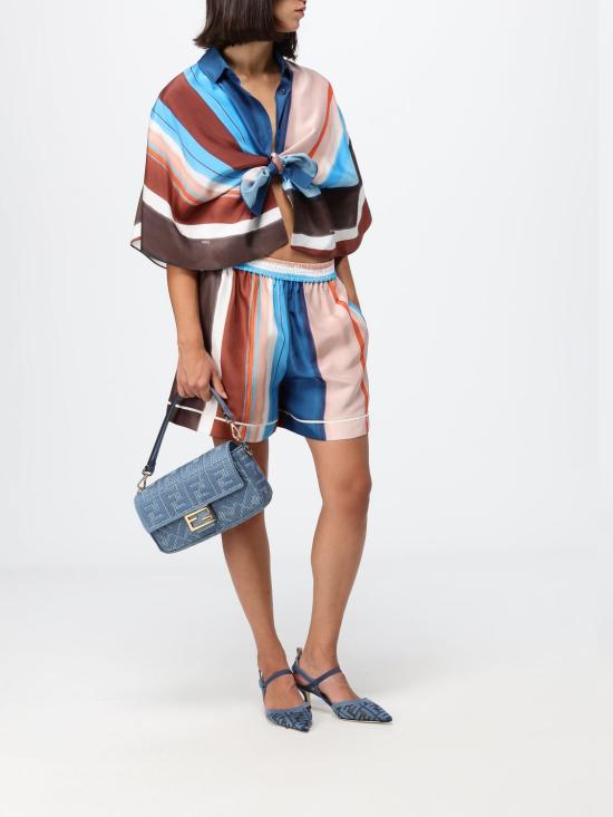 26FW 펜디 미디엄 위빙 라피아 바게트 백 8BR600AY6G F1X82 Blue - FENDI