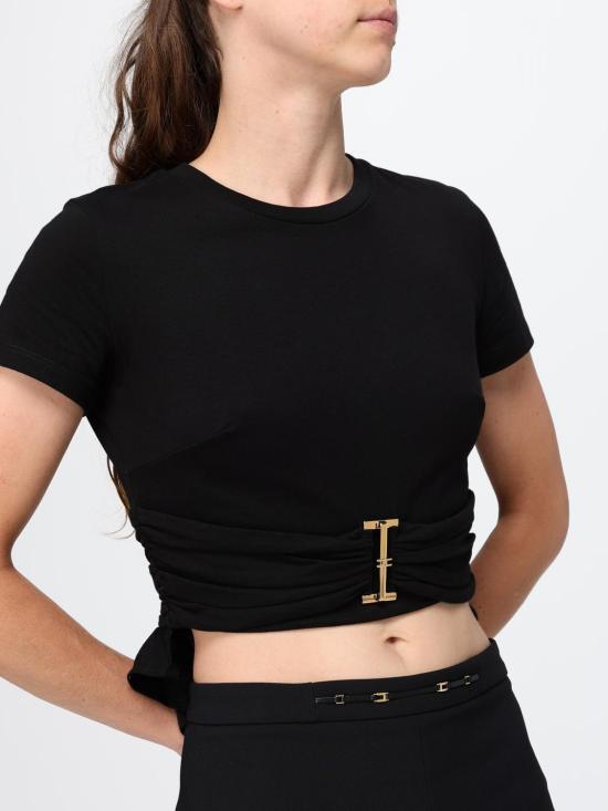 26FW 엘리자베타프랜치 반팔 티셔츠 MA00366E2 110 Black - ELISABETTA FRANCHI