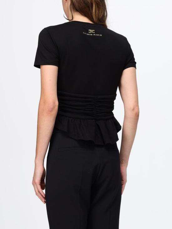 26FW 엘리자베타프랜치 반팔 티셔츠 MA00366E2 110 Black - ELISABETTA FRANCHI