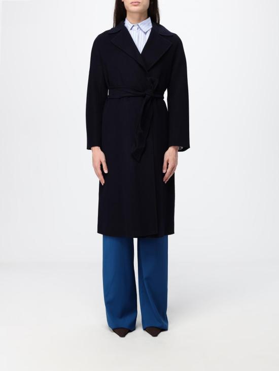 26FW 막스마라 버진 울 벨티드 롱 코트 2626016021600 006 Navy