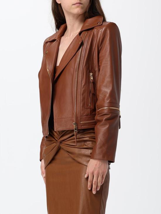 26FW 엘리자베타프랜치 가죽 자켓 GD01Z66E2 FK3 Brown - ELISABETTA FRANCHI