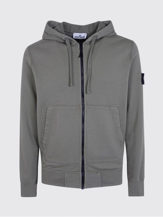 26FW 스톤 아일랜드 오가닉 코튼 플리스 레귤러 핏 후드 집업 6100061S0051 V005G Grey - STONE ISLAND
