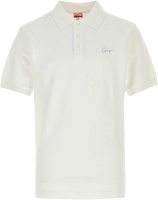 26FW 겐조 시그니처 엠브로이드 슬림 코튼 폴로 셔츠 FG65PO1554PU02 WHITE