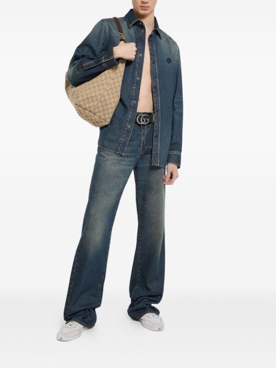 26SS 구찌 워시드 인증 코튼 데님 셔츠 860842XDDFW 4011 BLUE - GUCCI