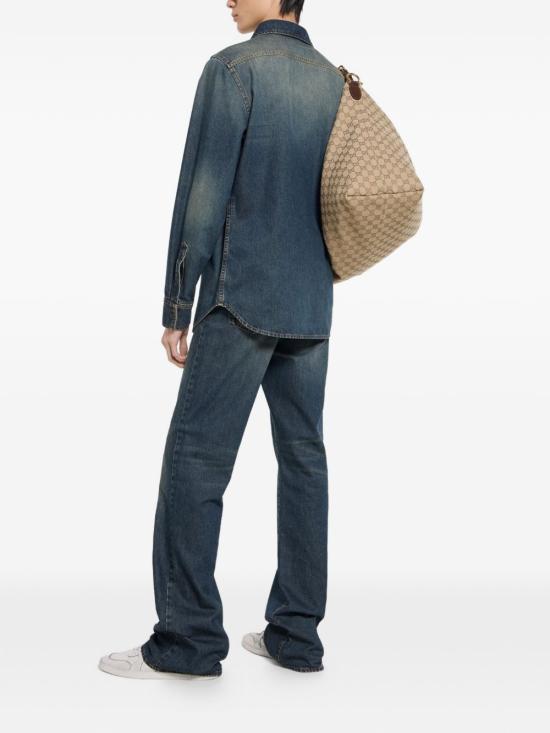 26SS 구찌 워시드 인증 코튼 데님 셔츠 860842XDDFW 4011 BLUE - GUCCI