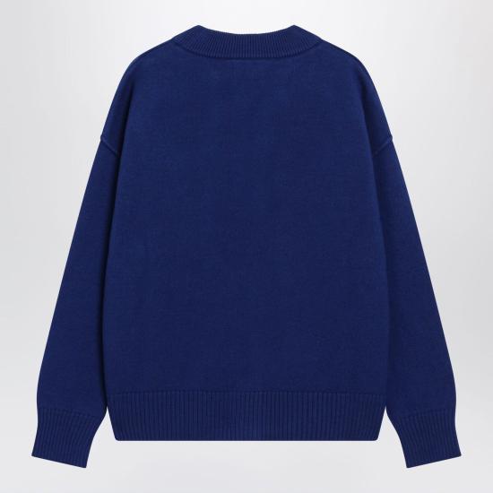 26FW 아미 하트 로고 인타르시아 V넥 가디건 UKC367U018 A271 BLUE - AMI