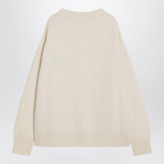 26FW 아미 하트 로고 인타르시아 V넥 가디건 UKC367U018 151 WHITE - AMI