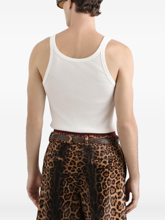 26FW 돌체앤가바나 로고 프린트 코튼 탱크 탑 G8PA8TG7P3I W0800 WHITE - DOLCE & GABBANA