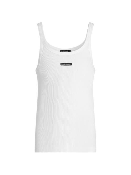 26FW 돌체앤가바나 로고 프린트 코튼 탱크 탑 G8PA8TG7P3I W0800 WHITE