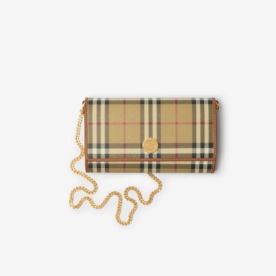 26FW 버버리 체크 체인 스트랩 월렛 8109798154367 A9534 BEIGE