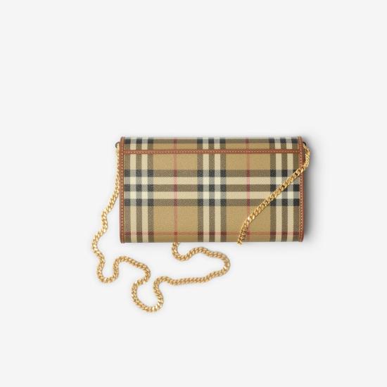 26FW 버버리 체크 체인 스트랩 월렛 8109798154367 A9534 BEIGE - BURBERRY